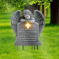 Angel Shaped Angel Garden Stake UV-Resistant Waterproof Memorial Cemetery Plaque 2D Flat Weather Resistant