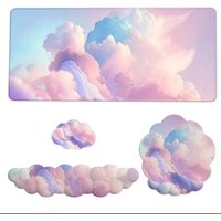 Cloud Keyboard Wrist Rest Soft Wrist Support Cushion Memory Foam Filled Desk Mat Anti-Slip Rubber Office mouse Pad for Office