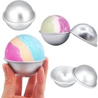 2PCS Round Aluminium Alloy Bath Molds DIY Tool Bath Salt Ball Homemade Crafting Gifts Semicircle Sphere Mold