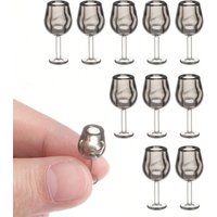 10 Dollhouse Miniature Wine Cups: 1/12 Mini Simulation Beverage Tall Cup Kitchen Bar Scene Decoration Model