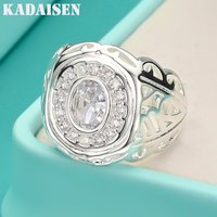 925 Sterling Silver Round Zircon Watch 7-10# Ring For Women Wedding Engagement Fashion Charm Jewelry