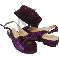 Fashion Purple Lower Heel Party Women's Sandals And Bag Match Set Italian Design Rhinestone Wedding Matching Shoes and Bag Set