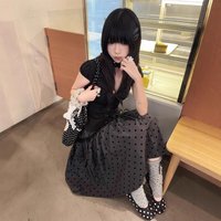 Fashion versatile elastic waist with lining pocket Korean retro polka dot half skirt for women summer millennium loose