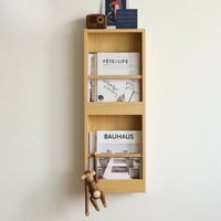Modern Minimalist Wall Mounted Bookshelf, Solid Wood Magazine Rack for Living Room, Space-Saving Home Decor for Background Wall