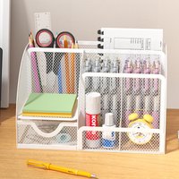 Capacity Pen Holder Stand–Stackable Desk Organizer with Drawer,for Markers,Scissors,Ruler & Sticky Notes,Say Goodbye to Mess