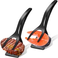 2 in 1 Grip Flip Spatula Clamp Egg Pancake Fish French Toast Omelette Making Non Stick Home Kitchen Cooking Turner Tool