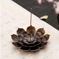 Alloy Incense Burner with 6 Holes, Lotus Shaped, for Stick Incense, Sandalwood Base, Used in Yoga Studios, and Home Decor