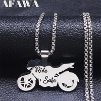 Godfather Motor Bicycle Stainless Steel Chain Necklace for Women Men Silver Color Motorcycle Man Jewelry collier chaîne N4551S01