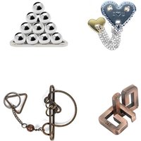 Classic Metal Brain Teasers Mind Ring Lock Puzzles Game for Adults Kids