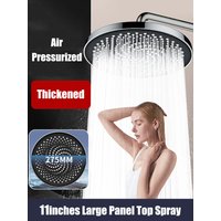 New 275mm Big Panel Supercharge Rainfall Shower Head Large Flow Top Spray High Pressure Showerhead Faucet Bathroom Accessories