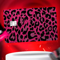 New Y2k Fashion Leopard Print Diy Girls Bank Credit Card Stickers Mate Star Laser Glitter PVC Sticker Film Skin Waterproof Decor