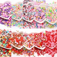 Valentines Love Heart Polymer Clay Sprinkles Pink Red Love Heart Clay Slices for Manicure New Year Nails Decor Accessories 20g