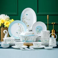 60 Piece Jingdezhen Europe Bone China Tableware Sets Bowl Sushi Dishes Ramen Plates Dinner Set Utensils For Kitchen Accessories