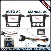 For FORD 2001-2008 S-MAX AUTO -MANUAL AC 9INCH Car Radio Android Plastic Fascias Panel Dashboard Frame cables