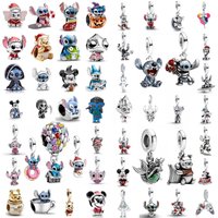 2026 New 925 Silver Cute Anime Mouse, Bear, Boxing Dog, Mermaid Pendant Fit European Women's Charm Luxury Jewelry Gift