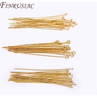 Supplies For Jewelry Wholesale 50pcs/lot 18K Gold Plated Eye Pin/Ball Head Pin/Flat Pin For DIY Jewelry Making