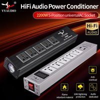 2200W Universal AC Socket Power Strip Safety Switch Hifi Theater Audio European Standard Plug Socket Network Filte Audio Noise