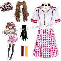 Anime Game Persona 4 Kujikawa Rise Cosplay Costume Wig for Women Girl Sexy Pink Dance Dress Halloween Carnival Party Outfit