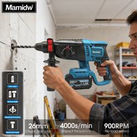 Mamidw 1500 RPM, 26mm diameter electric hammer drill, High-Power MotorPowerful Performance, For Makita 18v Battery PIN