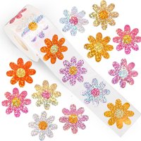 500 Pcs Spring Flower Stickers Roll Holographic Seal Stickers Floral Self-Adhesive Decals for Birthday Holiday Envelope Journal