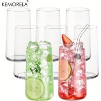 6PCS Highball Glass Whiskey Coffee Cup With Straw 15.5 Oz Juice Drinking Glasses Suitable For Cocktail Beer Glass Drinkware Set