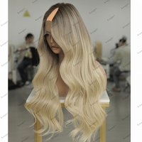 Glueless Blonde 100% Human Hair V Part Wigs for Black Women Super Long Wavy Heavy Brazilian Remy Hair Machine Made V Part Wigs