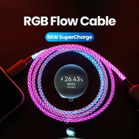 66W Fast Charging RGB Cable Breathing Light Type C USB C Data Cable for iPhone Samsung Huawei USB PD Quick Charge 3.0 for Xiaomi