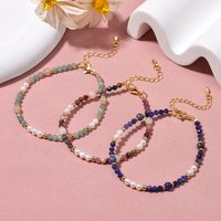 Wholesale Elegant Boho Natural Stone Tourmaline Rose Quartz and Freshwater Pearl Beads Bracelet for Women Daily and Gift