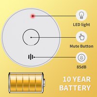 V-COME Standalone Smoke Detector with 10-Year Lithium Battery, Photoelectric Smoke Alarm, CE, UKCA, DIN EN 14604, VS02