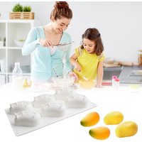 3D Mango Silicone Molds, 6-Cavity Fruit Baking Mold for Mousse Cake, French Dessert, Pastry, Chocolate, Truffle, Non-Stick Easy