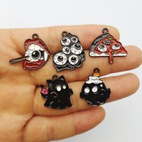 10pcs Halloween Ghost Eye Charm for Jewelry Making Enamel Necklace Bracelet Earring Pendant Diy Accessories Black Plated