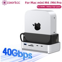 USB C Hub with M.2 SSD Enclosure 40Gbps for Mac Mini M4/M4 Pro Stand Type-C Docking Station SSD Case USB3.2 Gen2 SD4.0 TF4.0