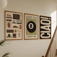 Trendy 8 Ball Lucky You Lucky Me Matchbox Ciao Wall Art Print Canvas Painting Poster Picture For Living Room,Bedroom Home Decor