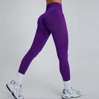 Women's High-Waist Shaping Fitness Pants Elastic Yoga Sports Long Leggings Seamless Quick-Drying Tight Fit Sensual Peach Color