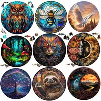 owl Wooden Puzzle cat Animal Wood Jigsaw For Kids Adults Educational Brain Trainer Family Interactive Games