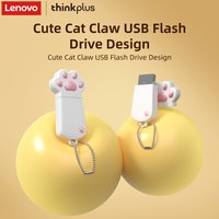Lenovo Cute Cat Claw USB Flash Drive Set, High Speed Portable Memory Stick, Lovely Cartoon U Disk Gift for Daily Use Laptop PC