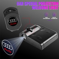 2Pcs Car Badge Door Projector HD Wireless Welcome Light for Audi A6 C6 A4 B7 A5 B8 A3 A1 Sline C5 Q3 8P 8V Q5 B7 B6 B9 RS Q7 A7
