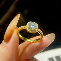 GRA Classic 0.5-1CT Fashion Square Real Moissanite Diamond Engagement Rings For Women Real 925 Sterling Silver Wedding Jewelry