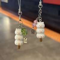 Cute Flower Bear Phone Charms Pendant Kawaii Anime Keychain Accessories for Keys Schoolbag IPhone17 Airpods Ins Korean Style
