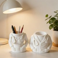 Creative Doctor White Coat Shaped Pen Holder, Desktop Organizer Storage Box, Unique Office Desk Decor