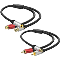 0.3M Gold Plated RCA Audio Cable 1-to-2 Jack Y Splitter Adapter Extension Cord for TV DVD Player Subwoofer Amplifier Speaker