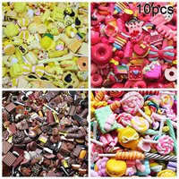 10pcs Cute Mini Candy Donut Bread Doll Food Scale Dollhouse Miniature Kawaii Accessories Home Craft Decor Cake Kids Kitchen Toys