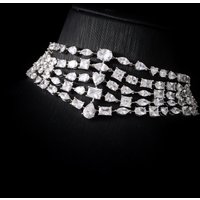 00113 Choker Necklace Set for Women Cubic Zirconia Bridal Jewelry Sets DuBai Saudi Engagement Party Wedding Accessories Jewelry