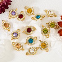 5pcs Stainless Steel Round Rhinestone Flower Charm Pendants for Jewelry Making DIY Earrings Bracelet Connector Materials Finding