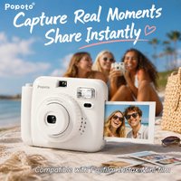 Popoto 3-Inch Instant Camera Uses Fuji Instax Mini 13/11/12Film Macaron Point & Shoot Photography Vintage Photo Gift for Teens