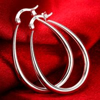 100% 41MM 925 Sterling Silver Smooth Circle Big Hoop Earrings For Women Lady Fashion Charm High Quality Wedding Jewelry Gift