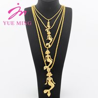 Mermaid Pendant For Women Man Pendant Copper Chain Necklace for Girls Small Medium Big Size Collar Fashion Jewelry Accessory