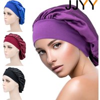 JJYY Adjust Solid Satin Bonnet Hair Styling Cap Long Hair Care Women Night Sleep Hat Silk Head Wrap Shower Cap Hair