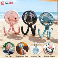 Portable Mini Handheld Fan Small USB Rechargeable Desk Fan Wireless Clip Fan Flexible Tripod Stroller Fan Student Fan with Light