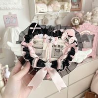Cute Retro Devil Cat Ears Bow Lace Love Card Holder Korean Small Card Bag ID Protection Card Holder Birthday Gift Pendant 2026